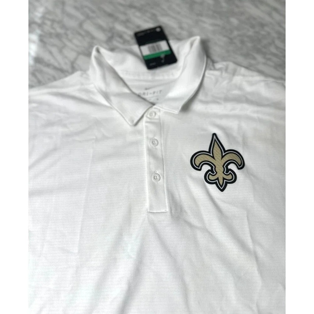 Nike NFL New Orleans Saints football White Polo Men's size XL NKNB-10A NEW